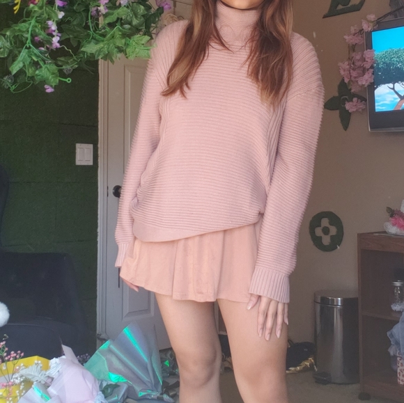 Set: 2 Blush Pink and Tan Suede Skater Skirts - Picture 2 of 2